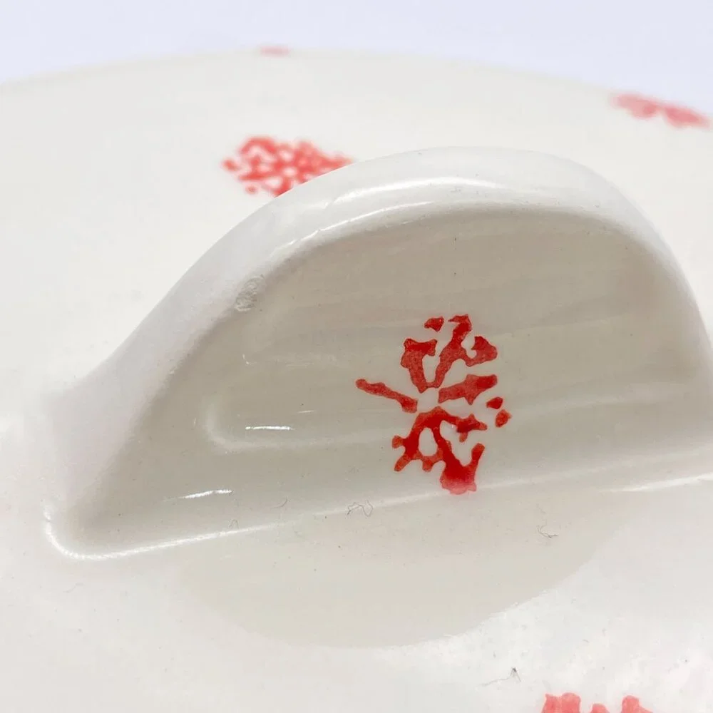 Farval Red white snowflake print covered pie cake dessert stand plate cookies Po